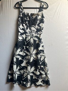 Italian Floral Linen Blend Strapless Smocked Midi Sundress Medium